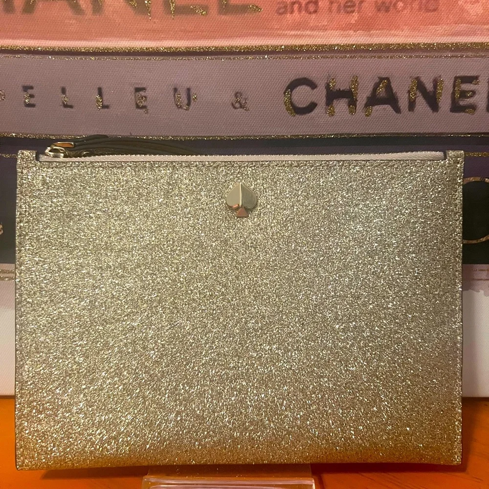 NWT Kate Spade Glitter Gold Wristlet